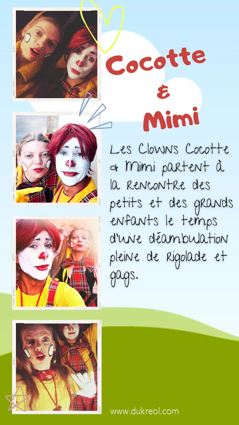 Déambulation de clowns Cocotte et Mimi